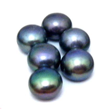 Black 6-6.5 Half Drilled Button Single Pearls